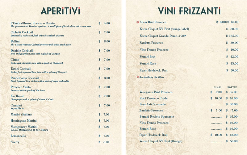 Bar Cichetti Menu
